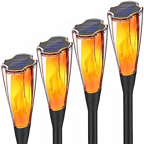 Llama Solar Luces Luces de llamas Solar Exterior Jardin LED Antorchas Solares Exterior con Llamas Realistas, IP65 Impermeable Luces de llamas Solar Exterior para Jardín Patio Pasillo Césped y Camino