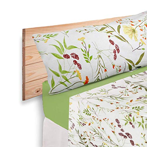 PETIT ALO Juego de Sábanas Cama Algodón Suave Estampado Nature | Juego Sábanas Cama 90, Cama 135 y Cama 150, 3 tamaños Disponibles (Cama 135)
