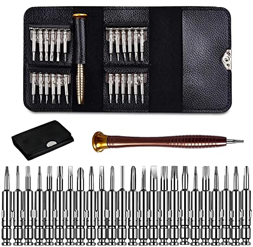 Destornilladores de Precisión Juego 25 en 1, Set Para Reparación de Móviles, Gafas, Relojes, PC. Con Puntas Torx, Phillips, Estrella, Triángulo, Plano, Mini Destornilladores para Reparación