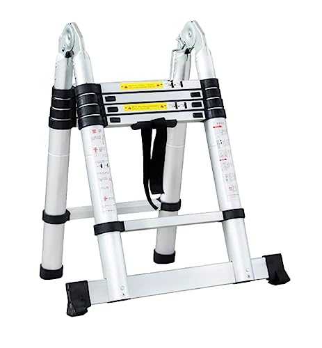 Escalera teléscopica de aluminio 3,2 m articulada con estabilizador