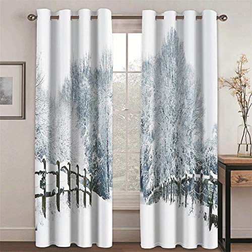 YUNSW Snow Scene 3D Stampa Digitale Tende Soggiorno Cucina E Camera Da Letto Tenda Termoisolante Oscurante Set 2 Pezzi