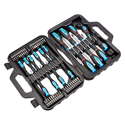 Amazon Basics Set de destornillador, 58 piezas, ranurados de precisión Phillips, Torx