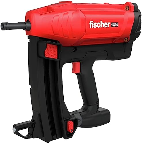 fischer - Pistola de clavos, clavadora electrica a gas FGC 100 para fijación de chapa, perfiles, yeso y acero, con dos baterías de 7,2V y 3Ah a 2 disparos por segundo