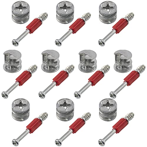 AERZETIX - C65853 - Juego de 10 herrajes de montaje excéntricos para empotrar + 10 espárragos Ø6x44mm - para panel de 18mm - en acero - carpintería ebanista mueble madera MDF melamina armario