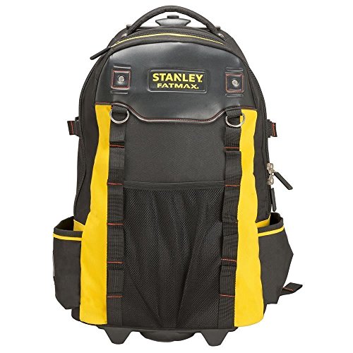 Stanley FatMax 1-79-215 - Mochila con ruedas, Divisores extraíbles, Base rígida, Nylon de alta resistencia, Multibolsillos, Cierre de doble cremallera, Asa telescópica, Color Negro, 36 × 23 × 54 cm
