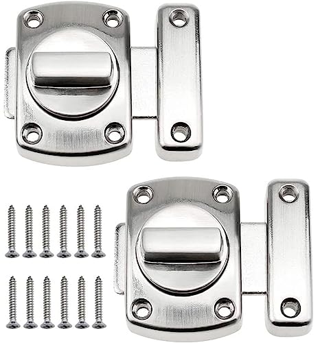 YSTrillion Cerradura de Pestillo Puerta,2 Piezas Cerrojo Puerta de Seguridad de Acero Inoxidable con Tornillo para Puerta de Baño,Armario de Puerta(Plata)