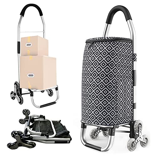 Belegao Carro de la Compra Plegable Carrito de Compras liviano de aleación de Aluminio Bolsa Impermeable Desmontable para Subir escaleras Carrito de supermercado con Marco silencioso de 6 Ruedas