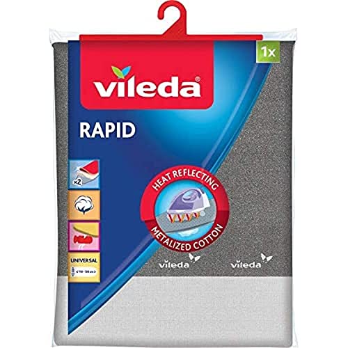 Vileda Rapid- Funda de planchar, 2 capas adaptable a todo tipo de tablas, funda de planchar metalizada, medidas: 110 x 130 cm, 30-45 cm, color gris