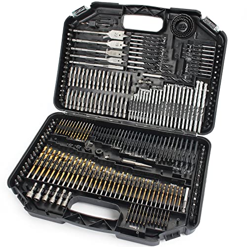 ANJI DEPOT - Juego de 246 brocas combinadas, incluye rosca de titanio HSS, destornillador y brocas de mampostería, para madera, metal, plástico y cobre