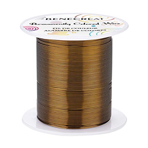 BENECREAT 50m 0.6mm Alambre de Cobre para Joyería, Bronce Antiguo, Resistente al Deslustre, Alambre de Cobre para Abalorios para Manualidades, Fabricación de Joyas con Abalorios