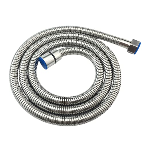 Manguera de ducha 2m Acero Inoxidable 304, Flexo de Ducha para Cabezal de Ducha y Grifo de Bañera, Tubo con Conexión Universal G1/2”, Protección Antitorsión, Acabado Acero Inoxidable