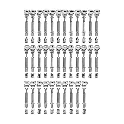 LOOTICH Kit de Excéntricas Ø15mm con Pernos M6x40mm y Tuercas M6 para Accesorios de Conexión de Muebles de Gabinete (34 Sets)