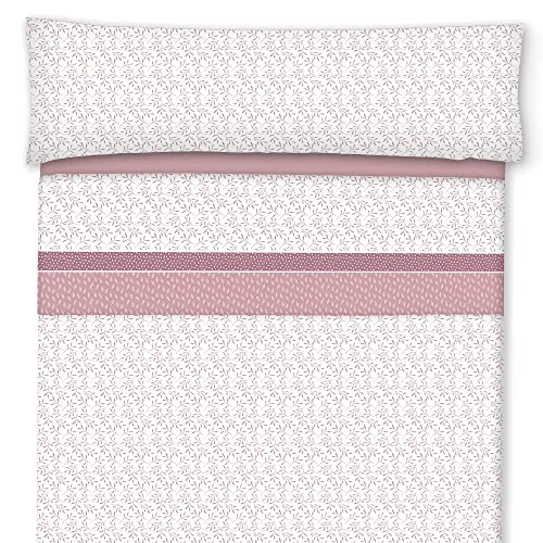 Cisne Rojo Juego Sabanas Cama 150 cm. Juego Sabanas Verano. Sabanas Estampadas. Sábanas de Calidad. Modelo Eden. Color Rosa Cama 150 cm