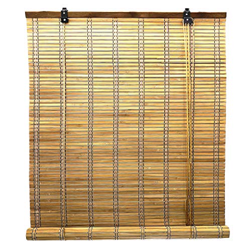 Solagua Estor de Bambú Enrollable para Ventana y Puerta | 14 Medidas Estores 100% Bamboo | Cortina Persiana de Madera Incluye Accesorios (135 x 225 cm, Roble)