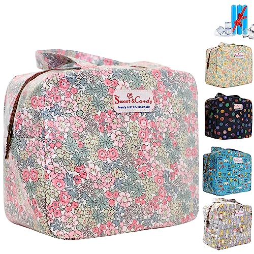 Bolsa Térmica Porta Alimentos Infantil. Nevera Pequeña para la Merienda y Almuerzo, para el Cole y oficina. Mantiene la Comida Fría o Caliente. Impermeable. Incluye 3 mini acumuladores de frio (Pink)