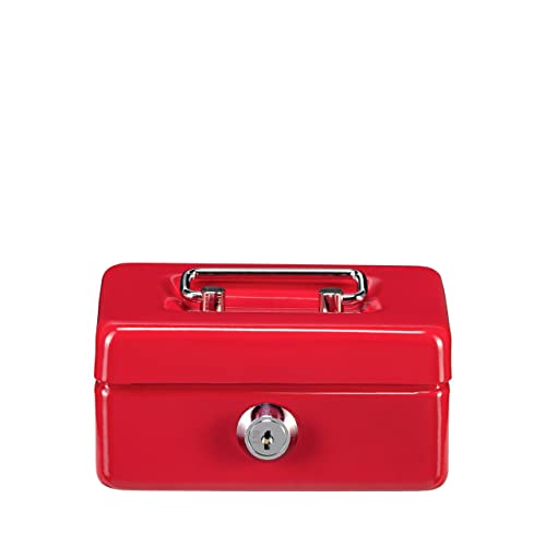 BURG-WÄCHTER Caja de caudales con cerradura de llave, Ranura para monedas y bandeja para dinero, Pequeña, Chapa de acero, Money 5012, Rojo