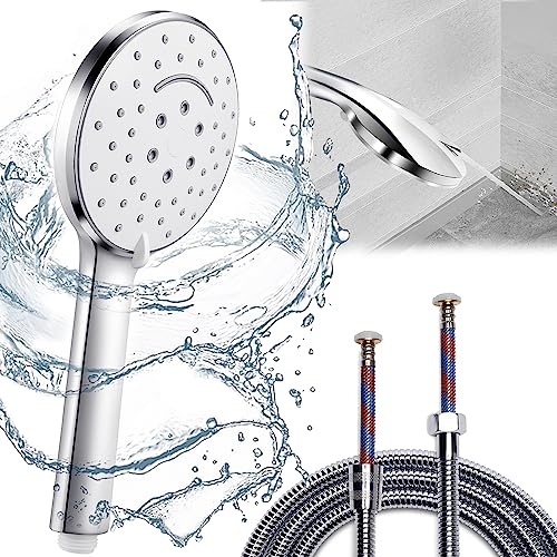 Alcachofa de Ducha con Manguera 2M, Duchas de Baño Alcachofa con Potente Modo de Chorro, Alcachofa Ducha alta Presión con Cepillo De Limpieza, Cabezal Ducha Grande con 6 Modos, Shower Head