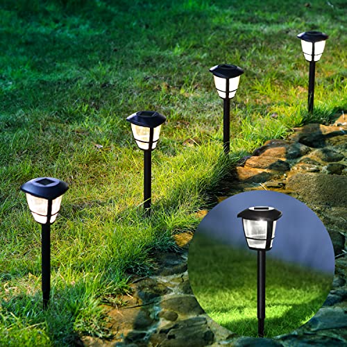 Aigostar Luces solares Jardín 12 Pack, Lámpara LED Luz solar exterior, IP44 Luces solares para exterior jardin, Luz Fría 6500K, Para Patio Césped Pasillo Terraza Sin Cables, L95*W95*H338mm